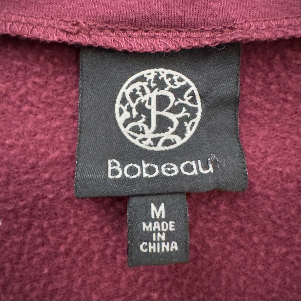 Casual Quarter Zip Pullover Bobeau Women’s Medium Burgundy - Picture 5 of 9